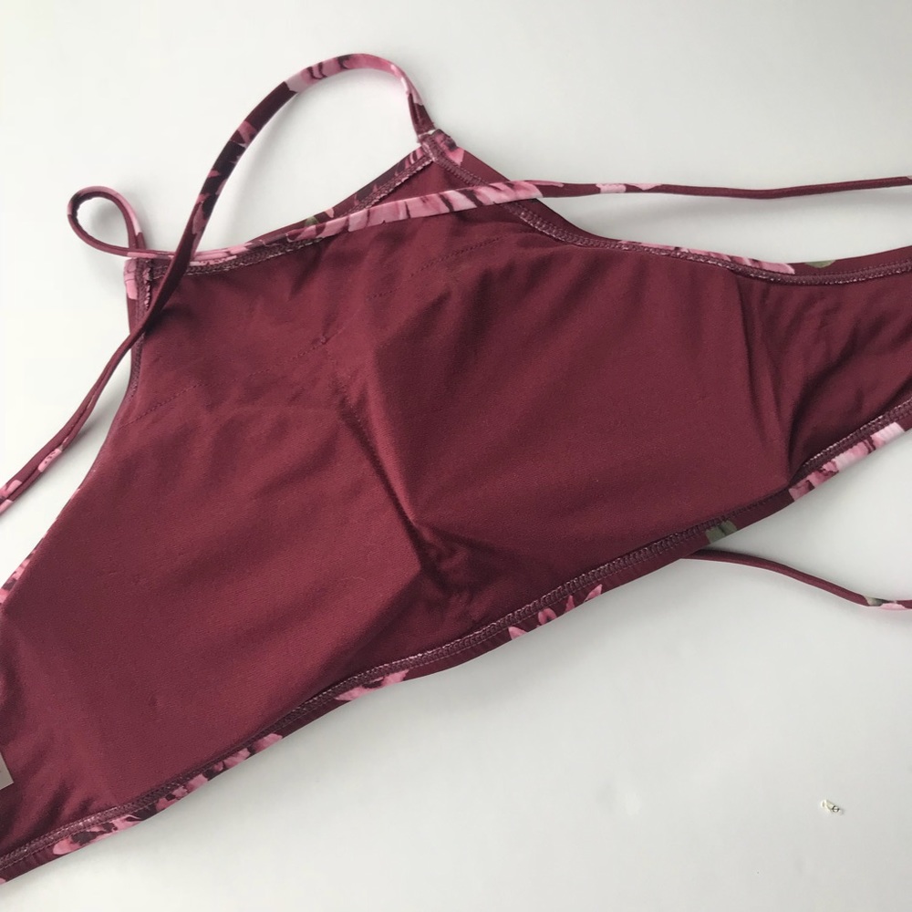 altar'd state | maroon floral bikini top high neck - Picture 7 of 7